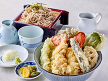 オマール海老と有機野菜の天丼とそば